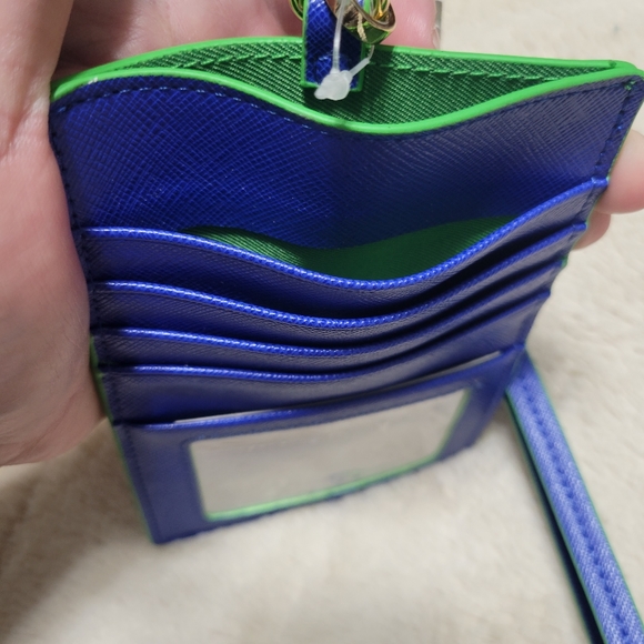 Wristlet Wallet ID Card Holder Clutch, removeable strap, Blue - Picture 3 of 6